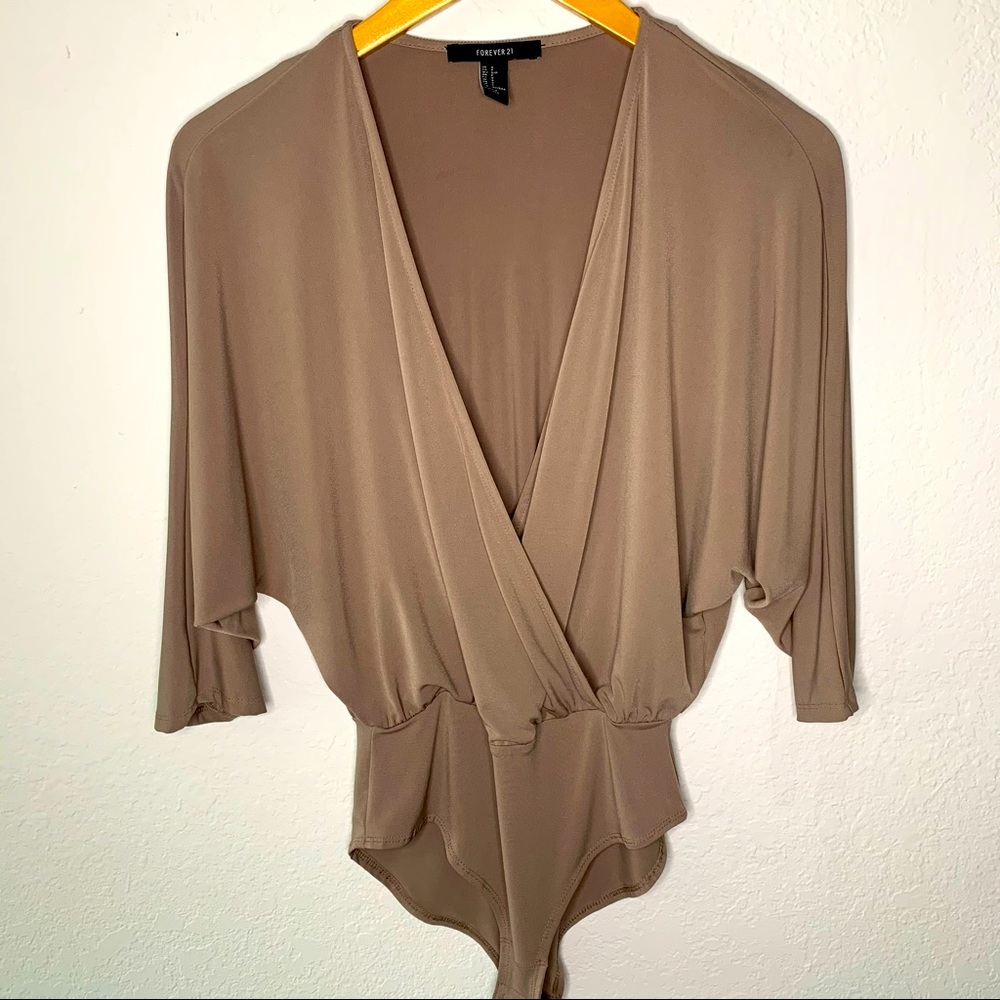 Forever 21 Taupe Stretch Knit Bodysuit